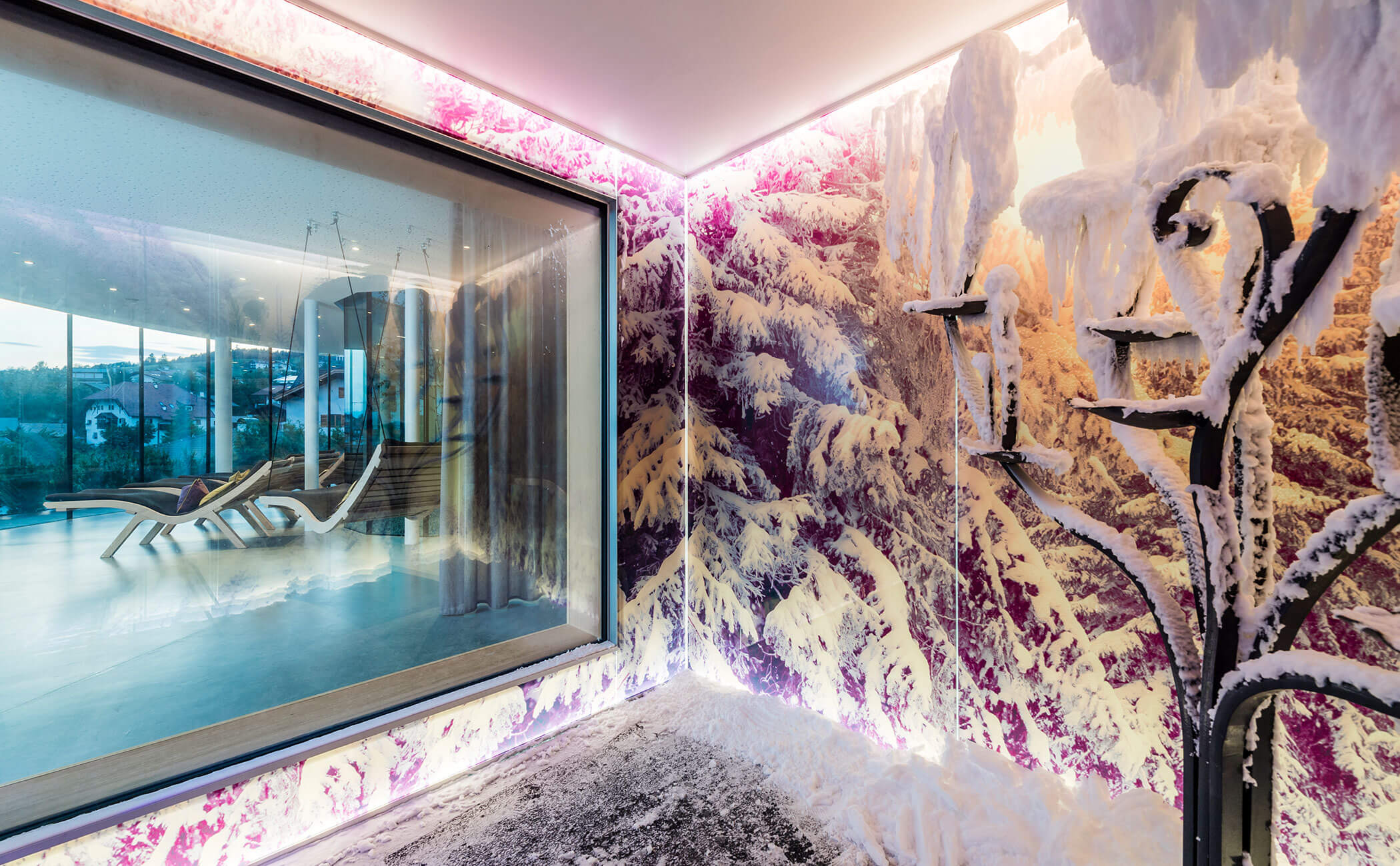 La sauna di neve con un telaio di ferro pieno di neve - Vitalhotel Erica